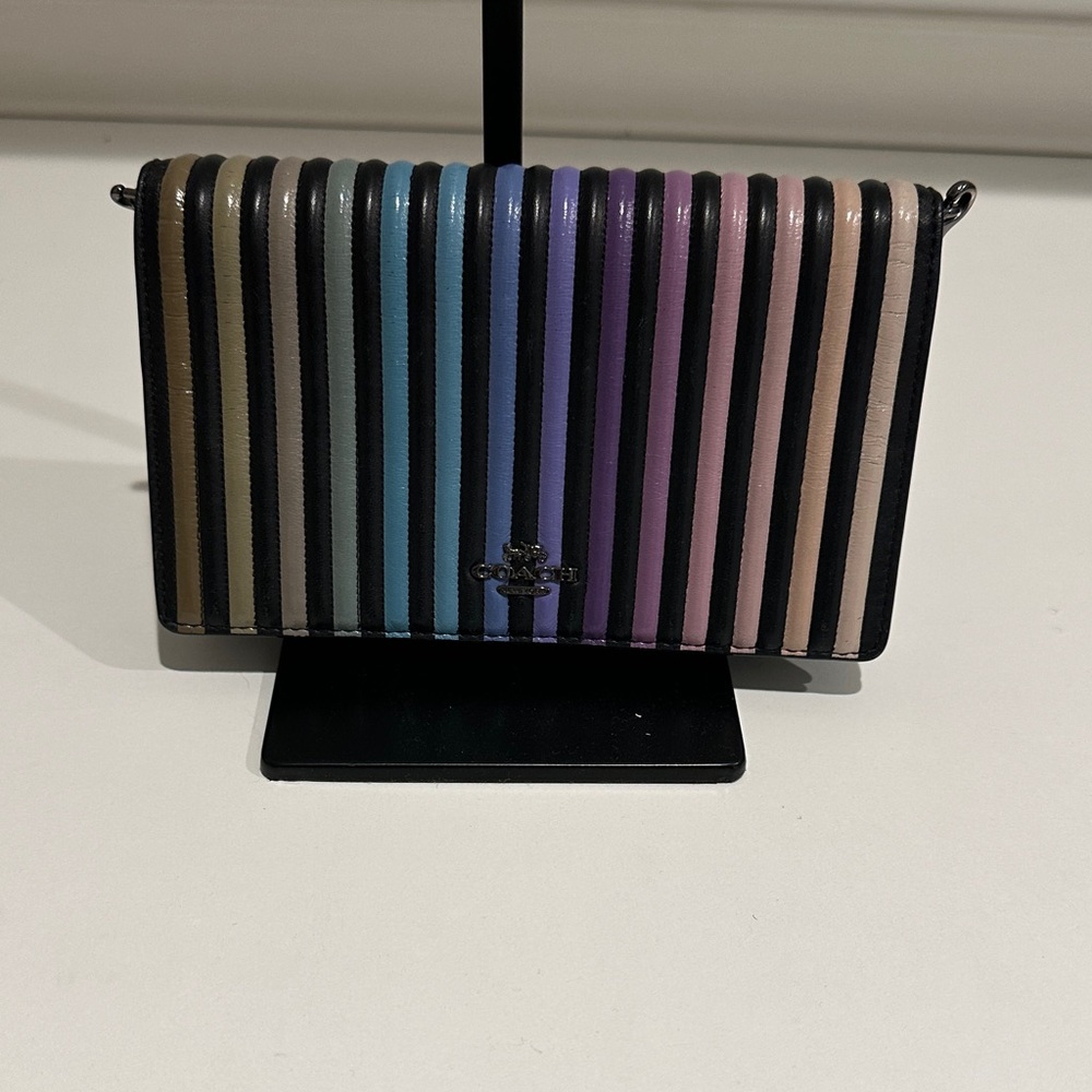 Coach multi colored leather wallet clutch
